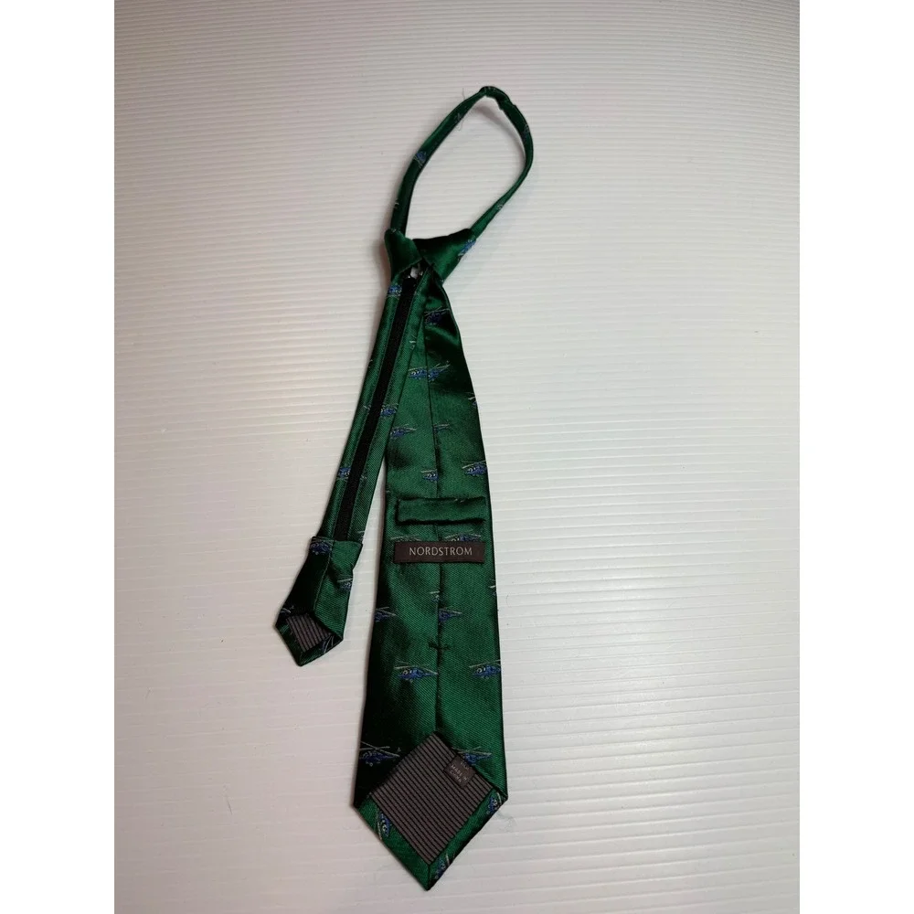 Nordstrom‎ Green Helicopter Print Tie Silk Necktie Business Career